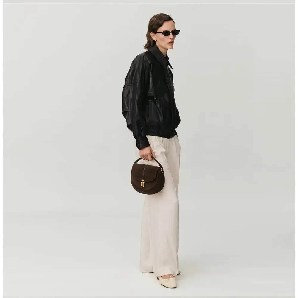Demellier London NWT Siena Saddle Suede Mocha Bag